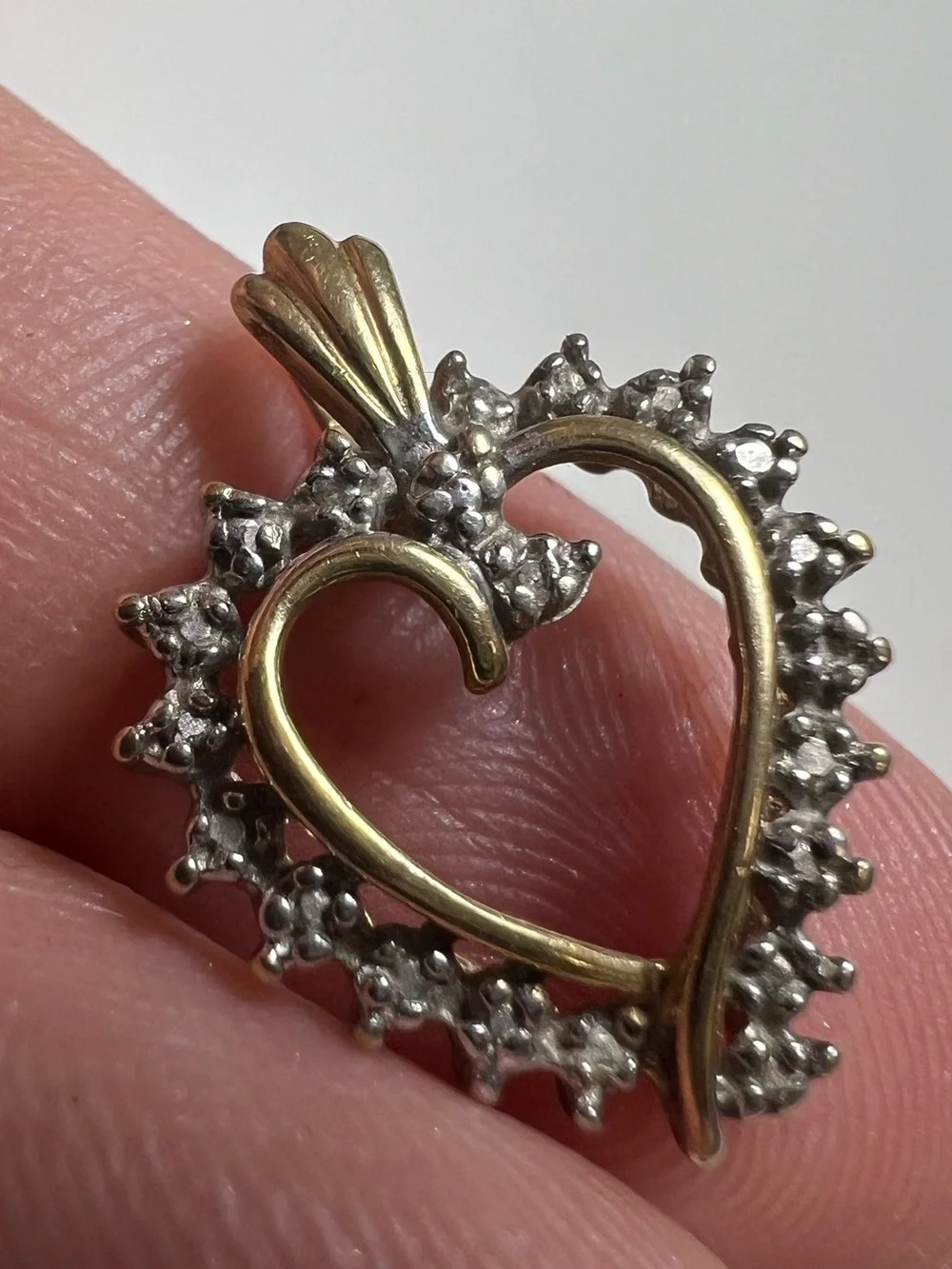 Classic 10K Gold Two-Tone Heart Pendant